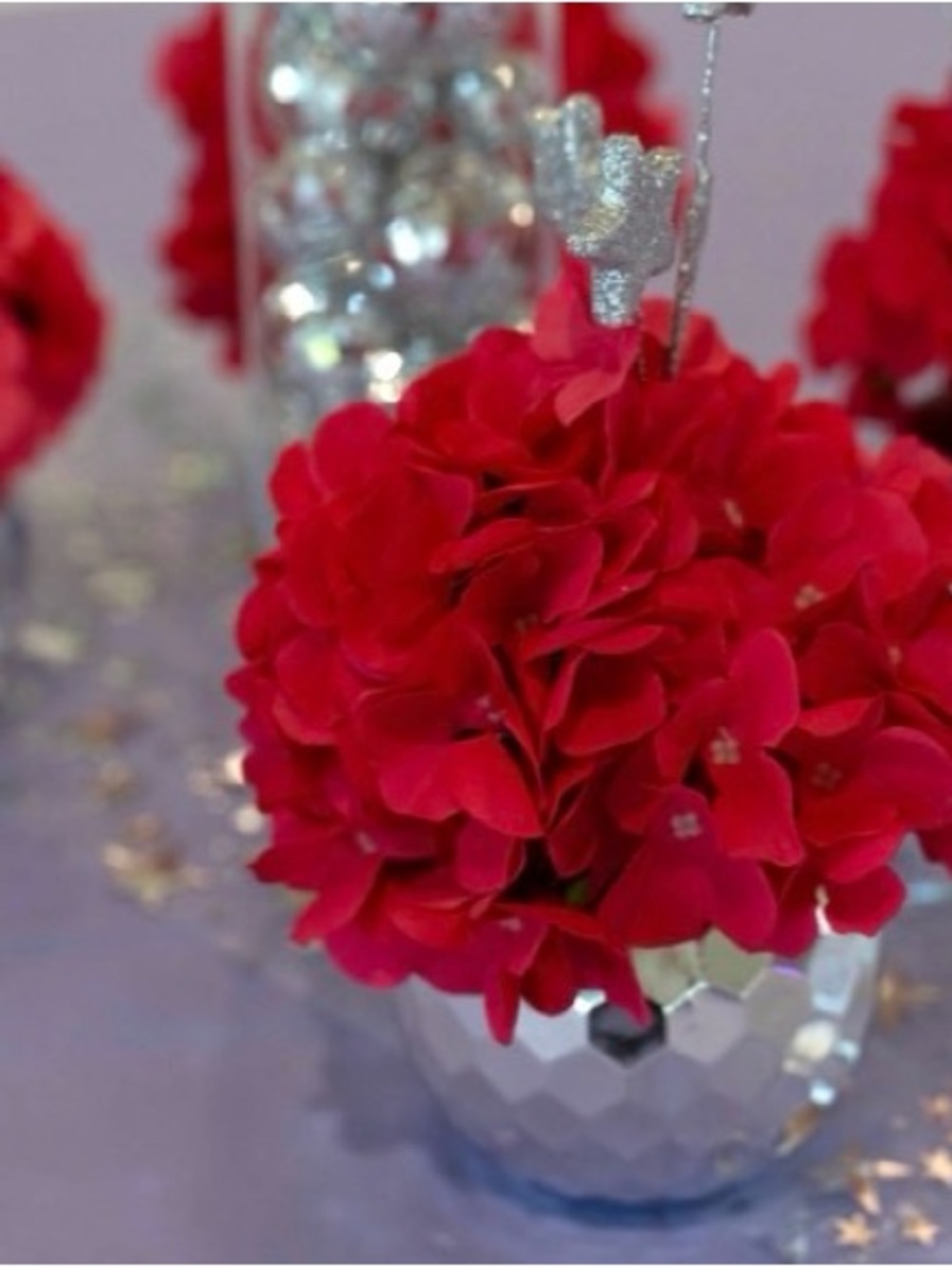 Set of 10 hot pink disco ball party floral decor 50 for 10